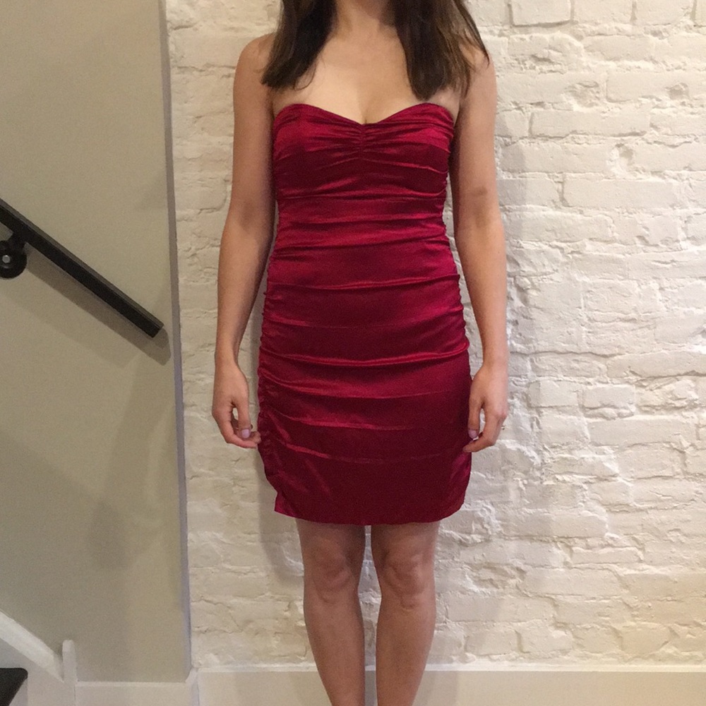 Red silky Express dress